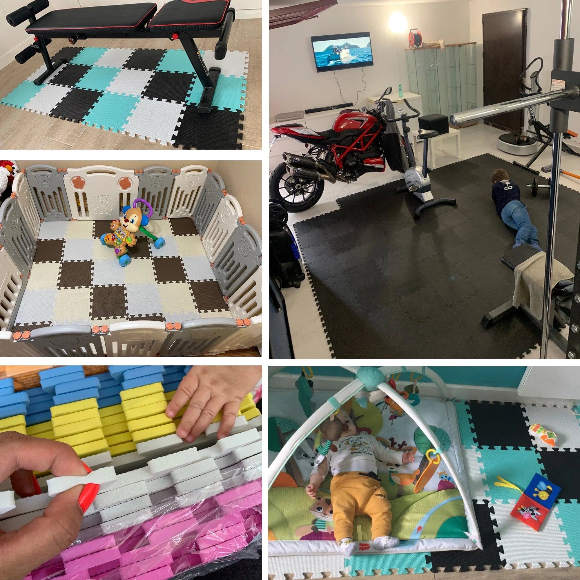 18Pcs (30×30×1Cm/11.81×11.81×0.39Inch per Piece) Children Puzzle Play Mat Squares Foam Tiles Baby Mats for Floor Childrens Soft Girl Playmat Boy Interlocking Carpet W301018-107110112