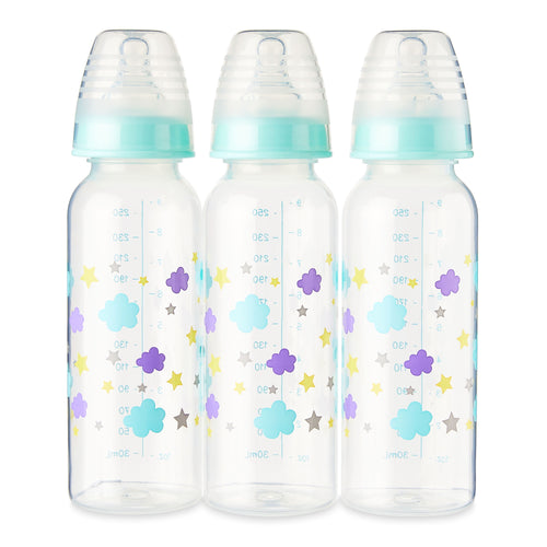 (4 Pack) Parent'S Choice Bottle, Newborns, Unisex, Cloud Print, 3 Pack, 9 Fl Oz