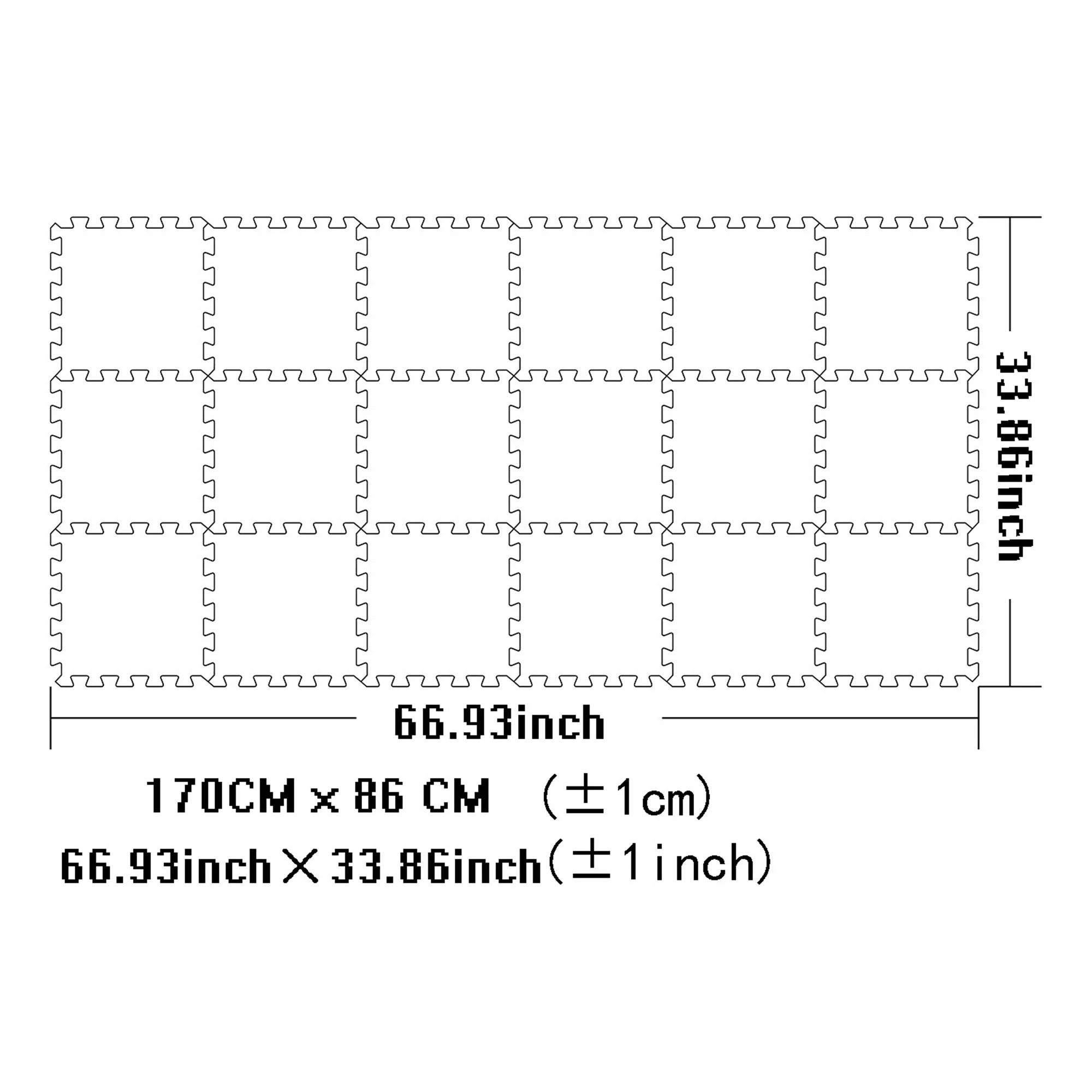 18Pcs (30×30×1Cm/11.81×11.81×0.39Inch per Piece) Children Puzzle Play Mat Squares Foam Tiles Baby Mats for Floor Childrens Soft Girl Playmat Boy Interlocking Carpet W301018-107110112