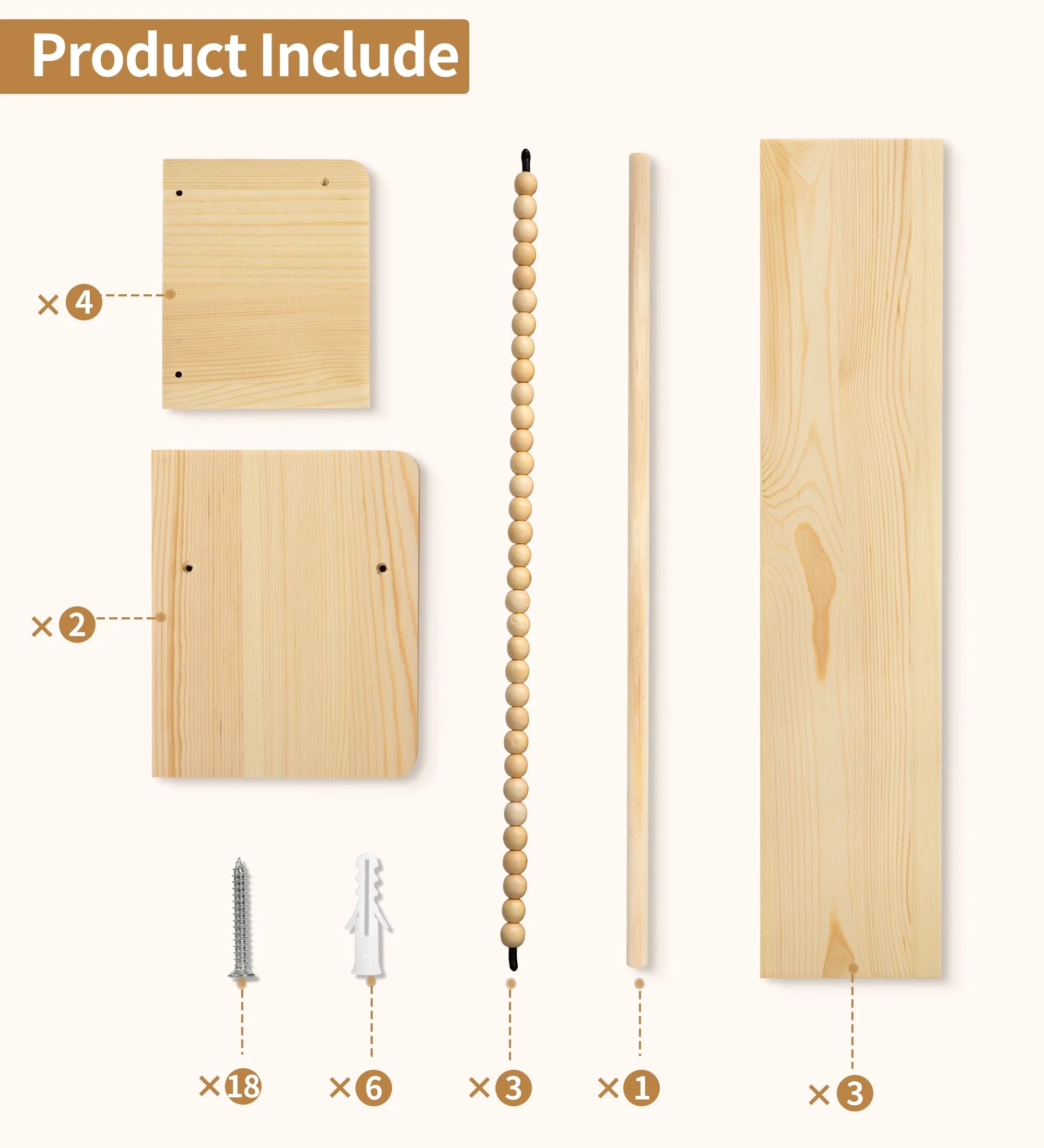 Nursery Floating Shelves for Wall , Kid Float Shelf , Natural Wood Shelf for Kid Bedroom , Kid Bookcases Wall , Toy Storage Organizer for Decor 23In Set of 3