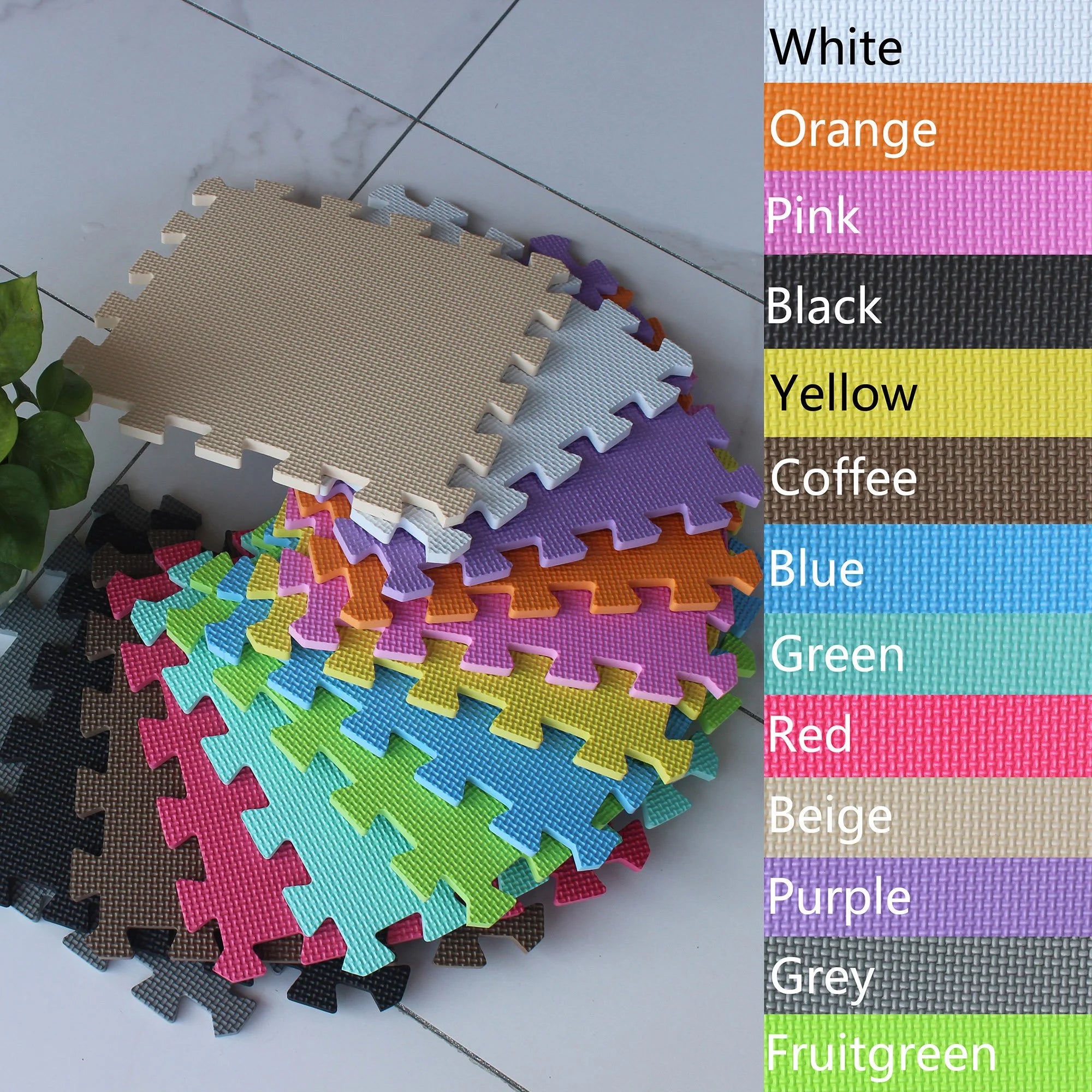 18Pcs (30×30×1Cm/11.81×11.81×0.39Inch per Piece) Children Puzzle Play Mat Squares Foam Tiles Baby Mats for Floor Childrens Soft Girl Playmat Boy Interlocking Carpet W301018-107110112