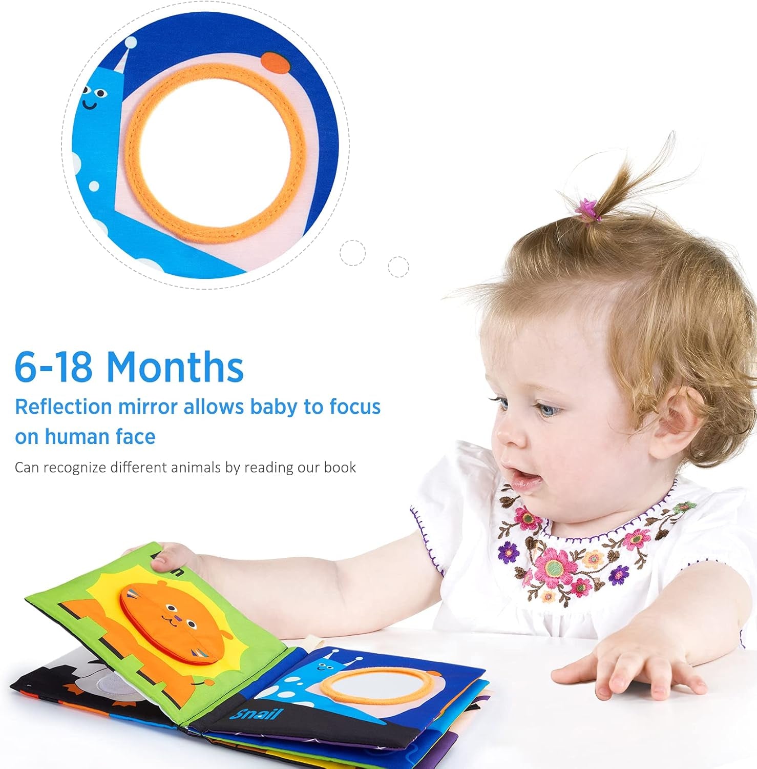 Soft Baby Books - High Contrast Black & White Touch & Feel Crinkle Cloth Books for Infants & Toddlers, Early Educational Stimulation Toys, Baby Girl & Boy Gift, Animal